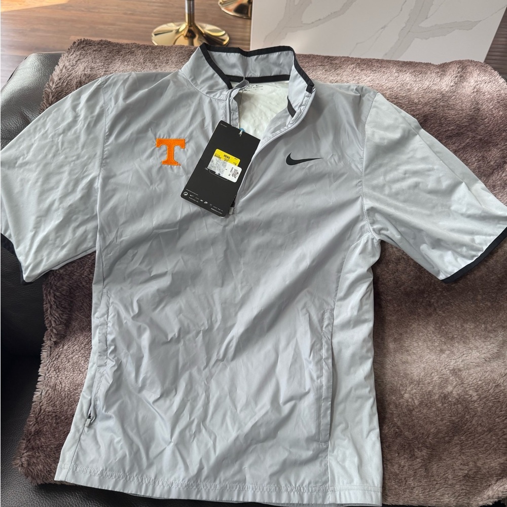 Nike Silver Short-Sleeve Pullover with Orange Accent